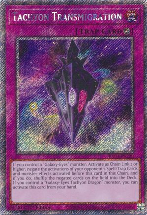 Tachyon Transmigration (Platinum Secret Rare) (RA04-EN220) - Quarter Century Stampede Platinum Secret Rare 1st Edition