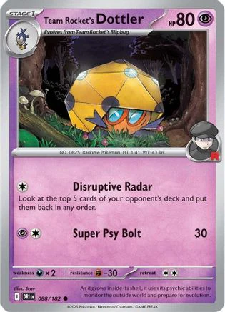Team Rocket's Dottler - 088/182 - Common Reverse Holo