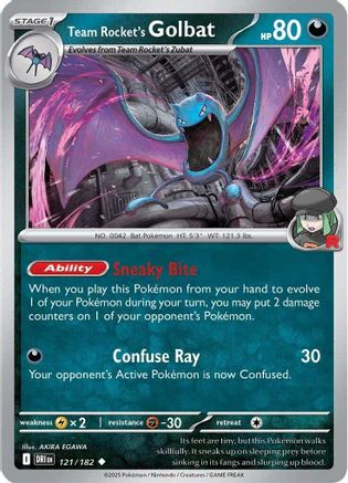 Team Rocket's Golbat - 121/182 - Uncommon Reverse Holo