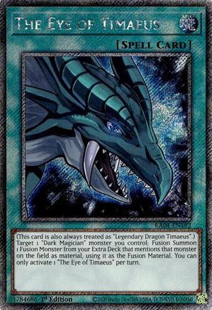 The Eye of Timaeus (Platinum Secret Rare) (RA04-EN192) - Quarter Century Stampede Platinum Secret Rare 1st Edition