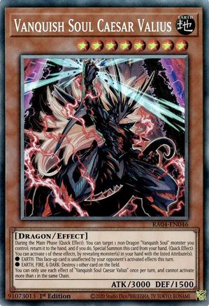 Vanquish Soul Caesar Valius (PCR) (RA04-EN046) - Quarter Century Stampede Collector's Rare 1st Edition