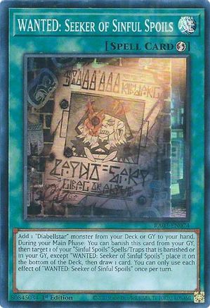 WANTED: Seeker of Sinful Spoils (RA03-EN074) - Quarter Century Bonanza Super Rare 1st Edition