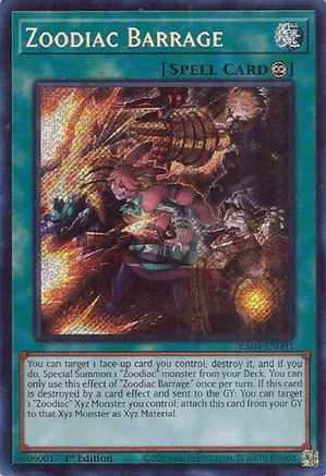 Zoodiac Barrage (Secret Rare) (RA04-EN091) - Quarter Century Stampede Secret Rare 1st Edition